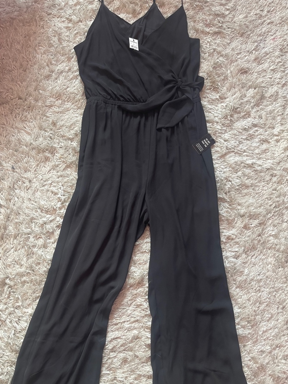 Express Black Wrap-Front Spaghetti Strap Jumpsuit